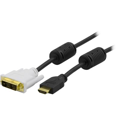 Deltaco HDMI uros - DVI-D uros Single Link kaapeli, kullattu, 1m